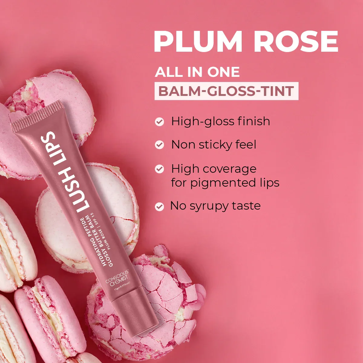 Glossy Peptide Lip Balm | Plum Rose | Hydrates & Plumps | 15 Gms| Flash Sale - Image 2
