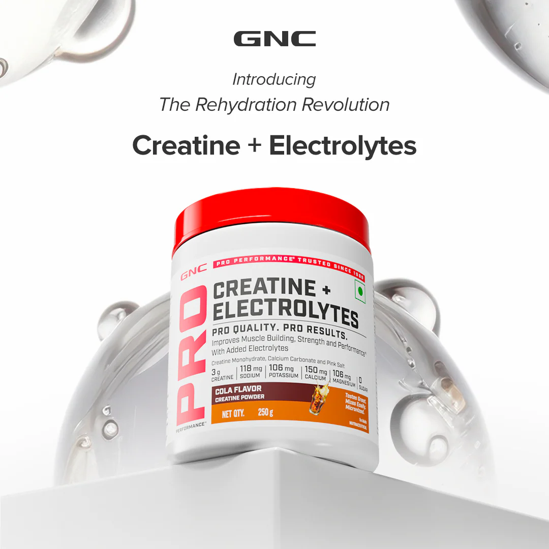 GNC Creatine+ Electrolytes | 3g Creatine Monohydrate + Sodium, Potassium, Calcium, Magnesium | Boosts Muscle Growth, Hydration, Energy & Recovery | Zero Sugar | 100% Veg | 100g | Cola - Image 3
