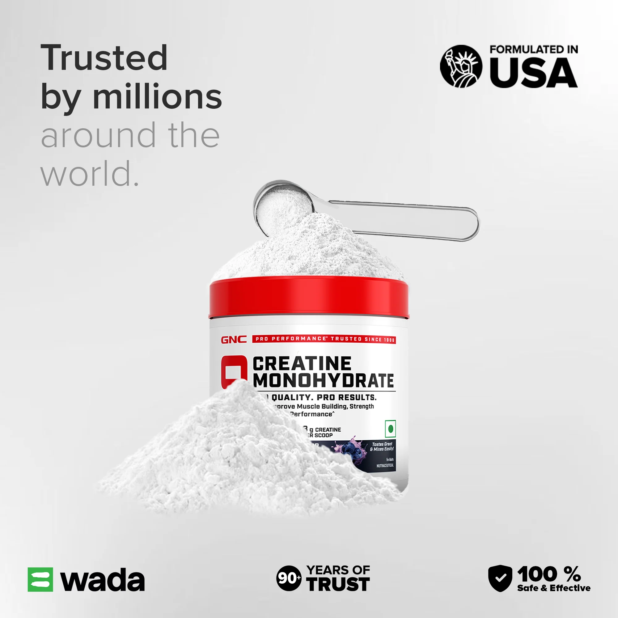 GNC Creatine Monohydrate With Steel Shaker (750ml)| 100gm | Blueberry | Boosts Athletic Performance | Fuels Skeletal Muscles | Supports Intense Workout | Promotes Cellular Hydration |Formulated In USA - Image 9