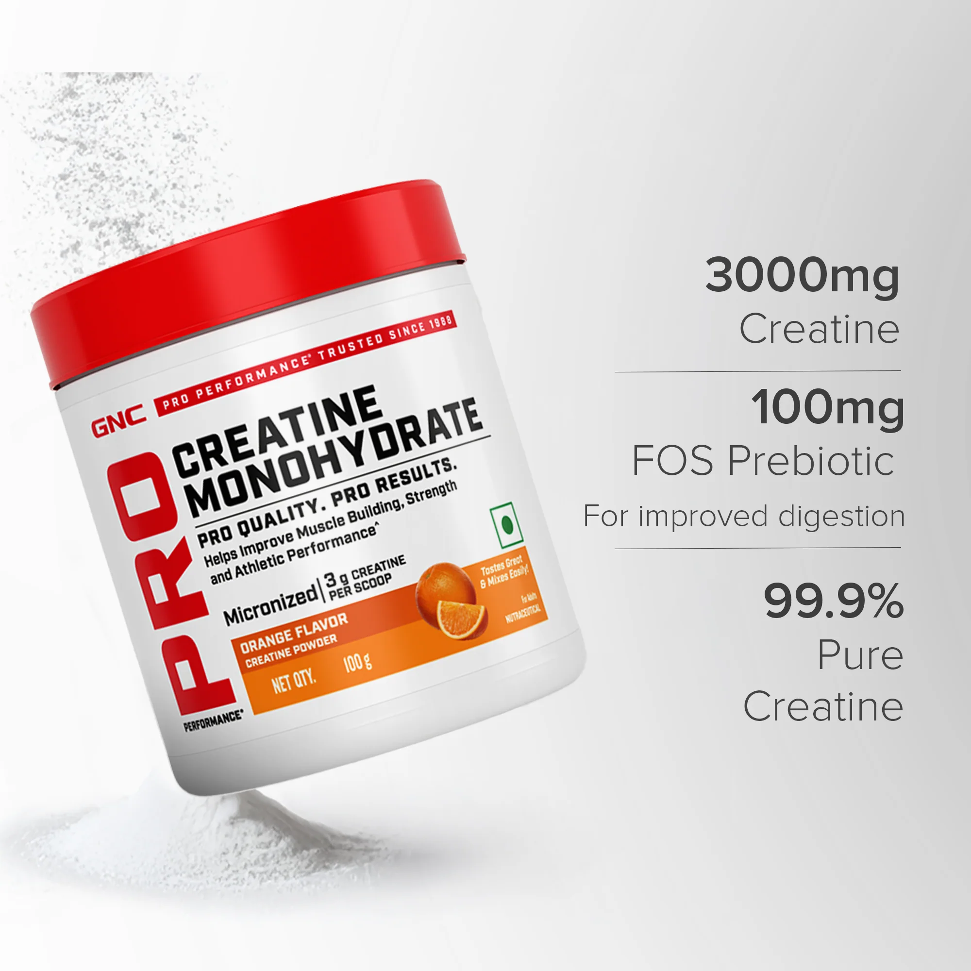 GNC Creatine Monohydrate With Steel Shaker (750ml)| 100gm | Orange | Boosts Athletic Performance | Fuels Skeletal Muscles | Supports Intense Workout | Promotes Cellular Hydration |Formulated In USA - Image 9