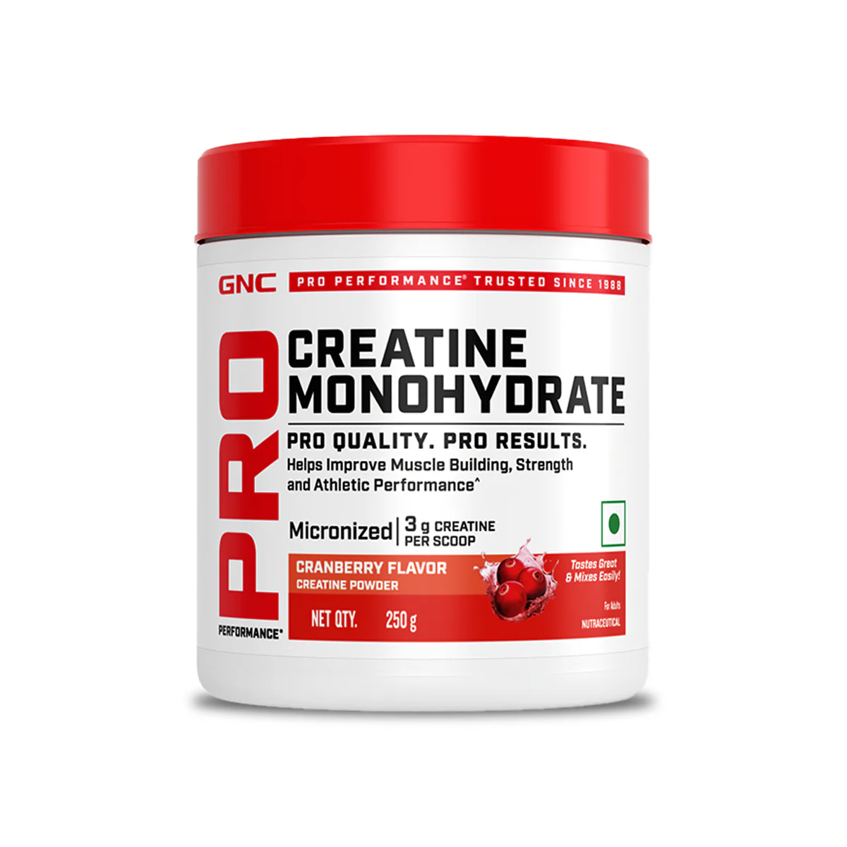 GNC Creatine Monohydrate With Steel Shaker (750ml)| 250gm | Cranberry | Boosts Athletic Performance | Fuels Skeletal Muscles | Supports Intense Workout | Promotes Cellular Hydration |Formulated In USA - Image 2