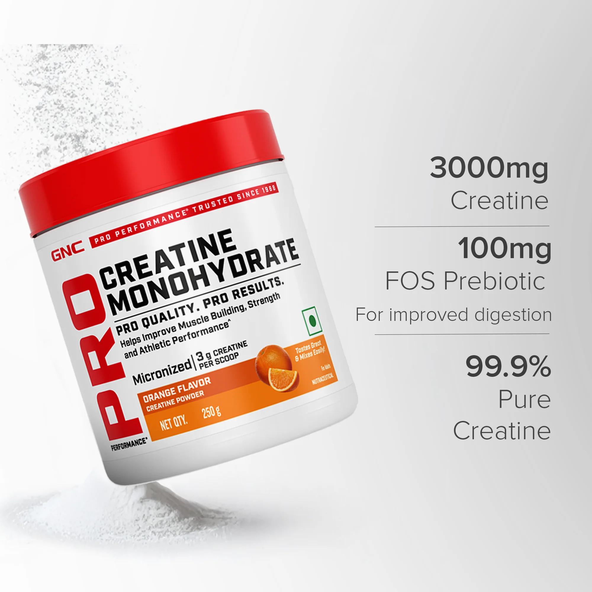 GNC Creatine Monohydrate With Steel Shaker (750ml)| 250gm | Orange | Boosts Athletic Performance | Fuels Skeletal Muscles | Supports Intense Workout | Promotes Cellular Hydration |Formulated In USA - Image 5