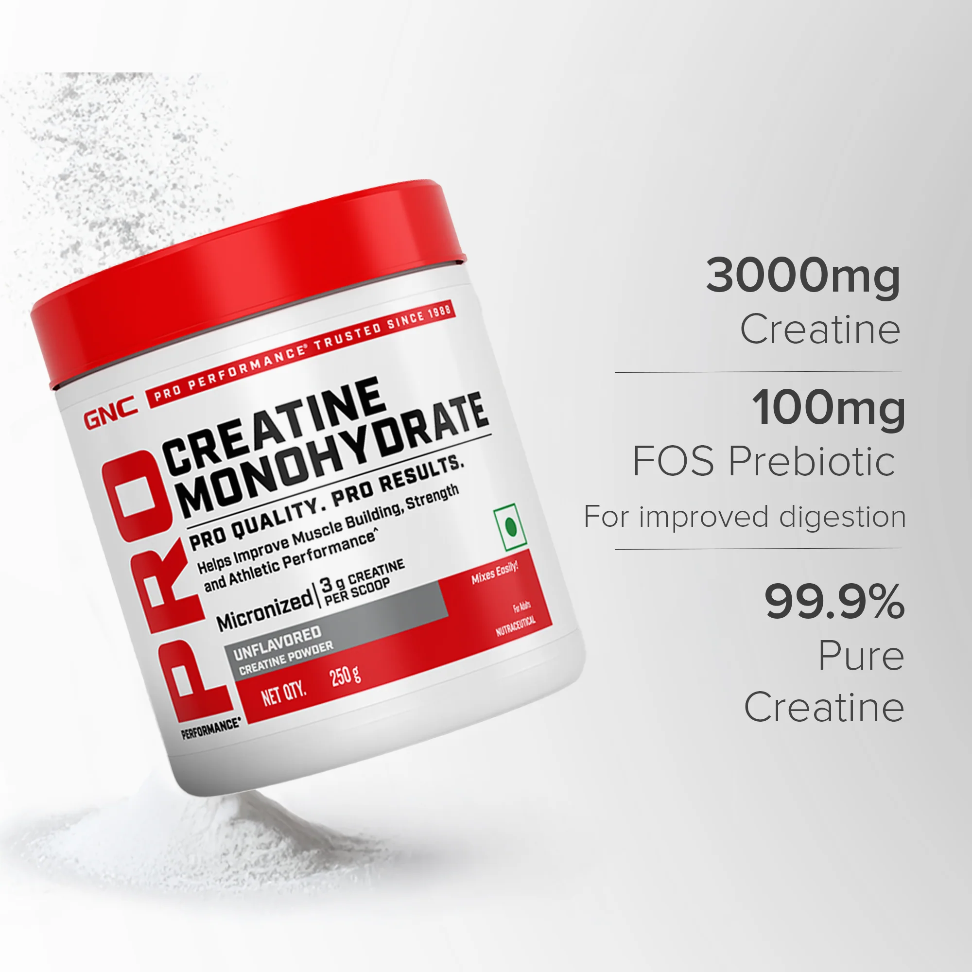 GNC Creatine Monohydrate With Steel Shaker (750ml)| 250gm | Unflavoured | Boosts Athletic Performance | Fuels Skeletal Muscles | Supports Intense Workout | Promotes Cellular Hydration |Formulated In USA - Image 6