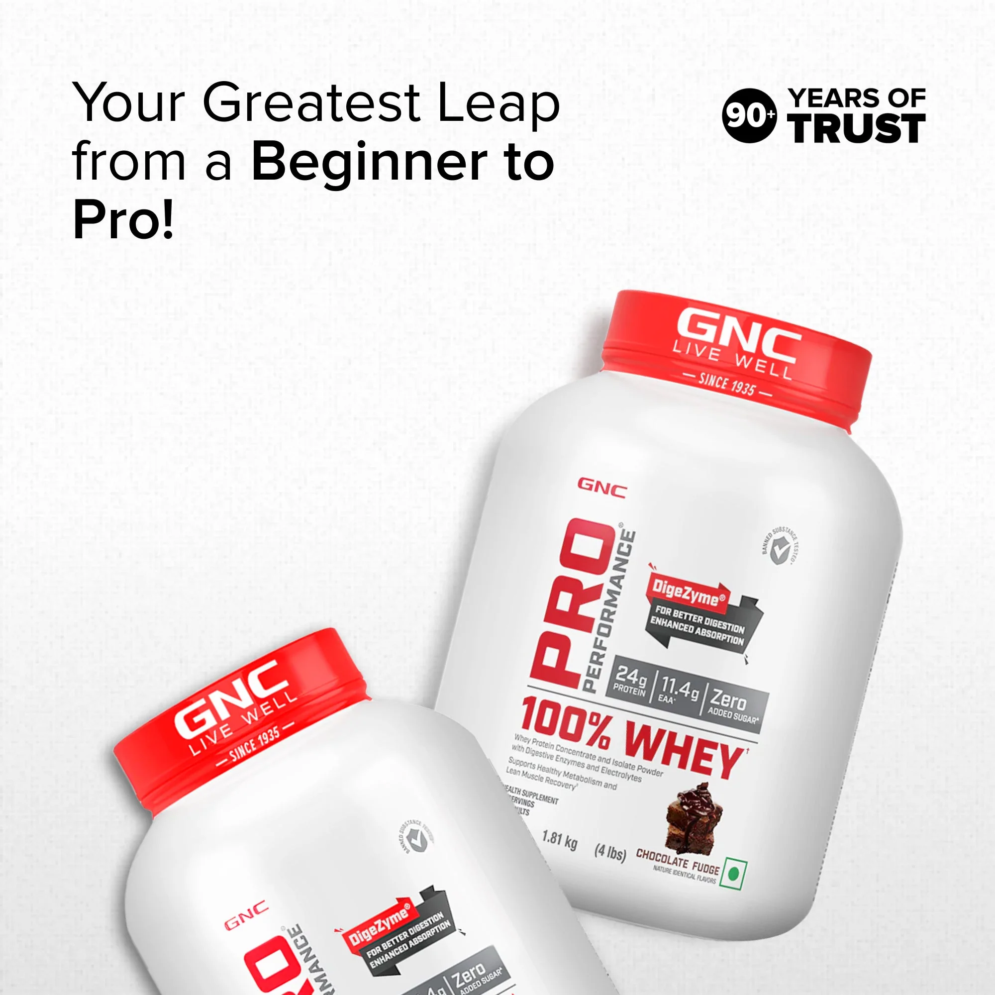 GNC Pro Performance 100% Whey Chocolate Fudge + Creatine Monohydrate Combo - Builds Lean Muscles | Promotes Faster Recovery | Boosts Athletic Performance | Hydrates Muscle Cells | 4lbs / 250gm Combo - Image 4