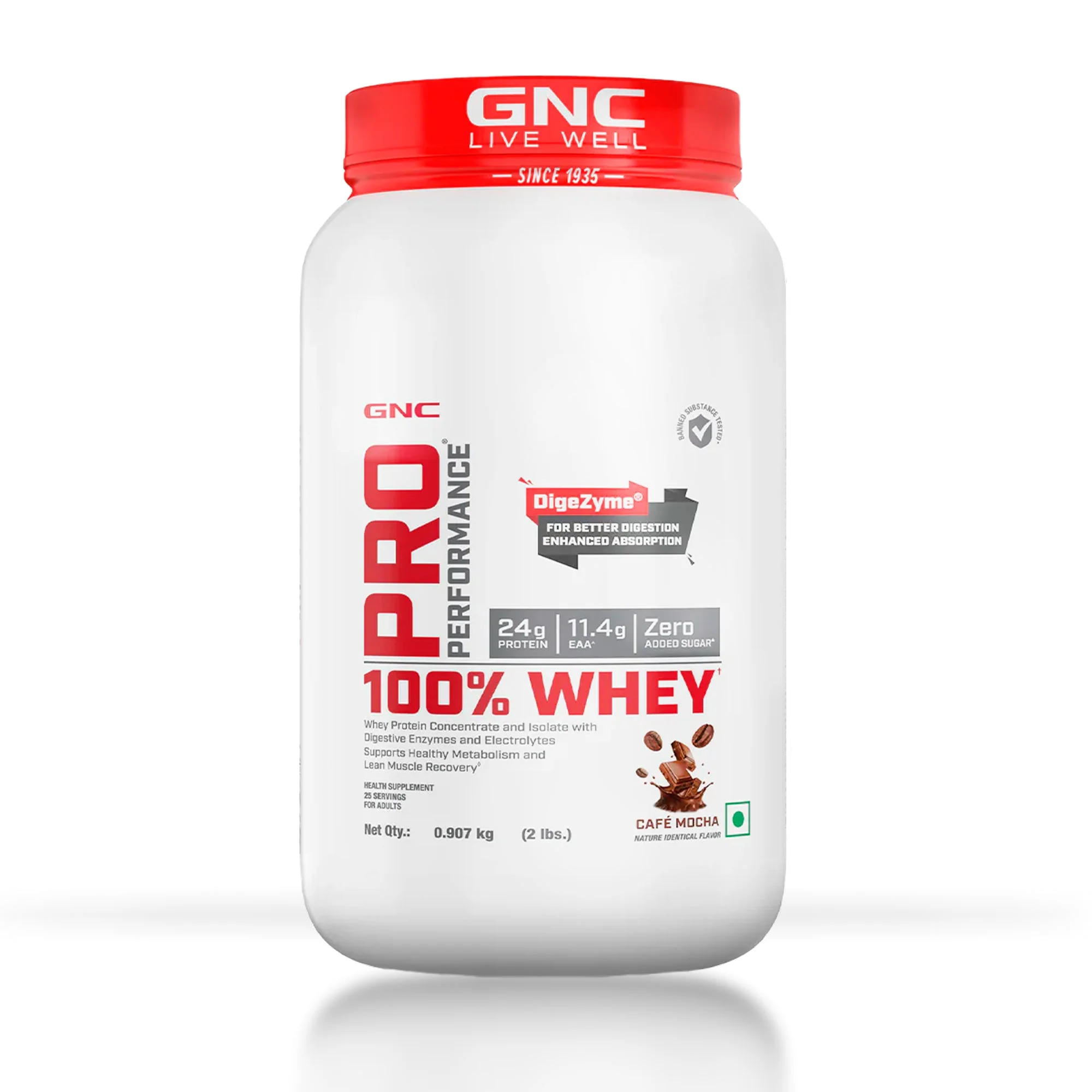GNC Pro Performance 100% Whey Protein Powder & Steel Shaker (Café Mocha, 2 lbs with Steel Shaker) - Image 2