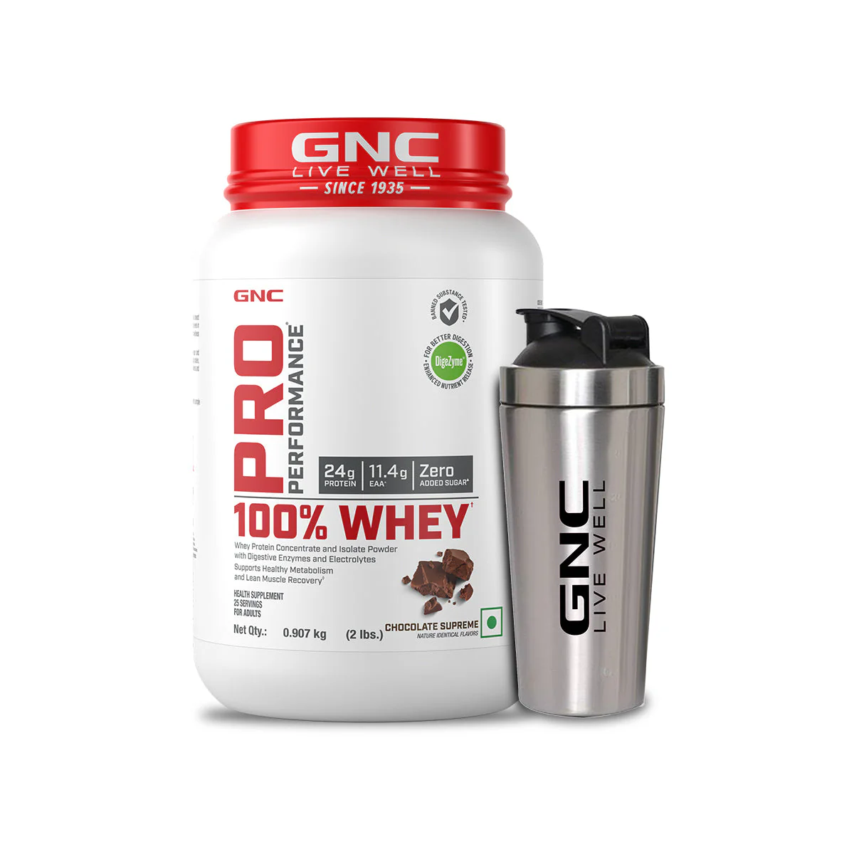 GNC Pro Performance 100% Whey Protein Powder & Steel Shaker (Chocolate Supreme, 2 lbs with Shaker) - Image 12