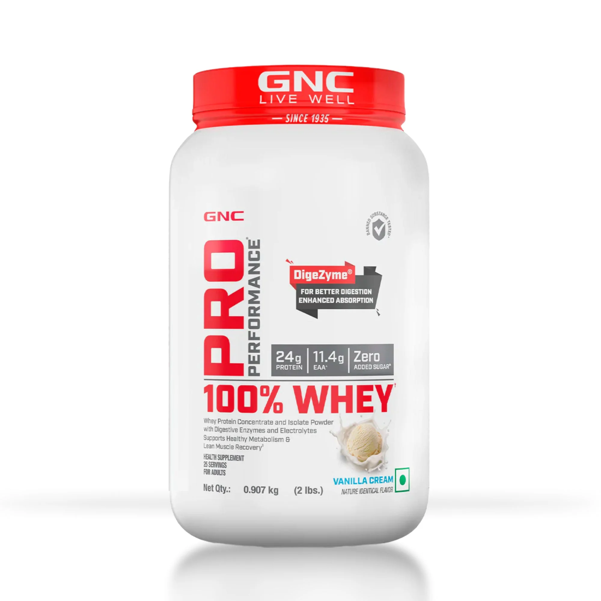 GNC Pro Performance 100% Whey Protein Powder & Steel Shaker (Vanilla Cream, 2 lbs with Shaker) - Image 2
