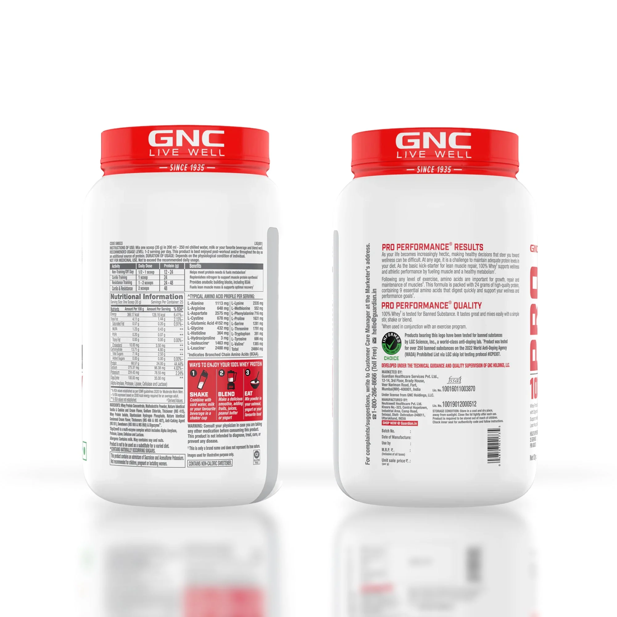 GNC Pro Performance 100% Whey Protein Powder & Steel Shaker (Vanilla Cream, 2 lbs with Shaker) - Image 5
