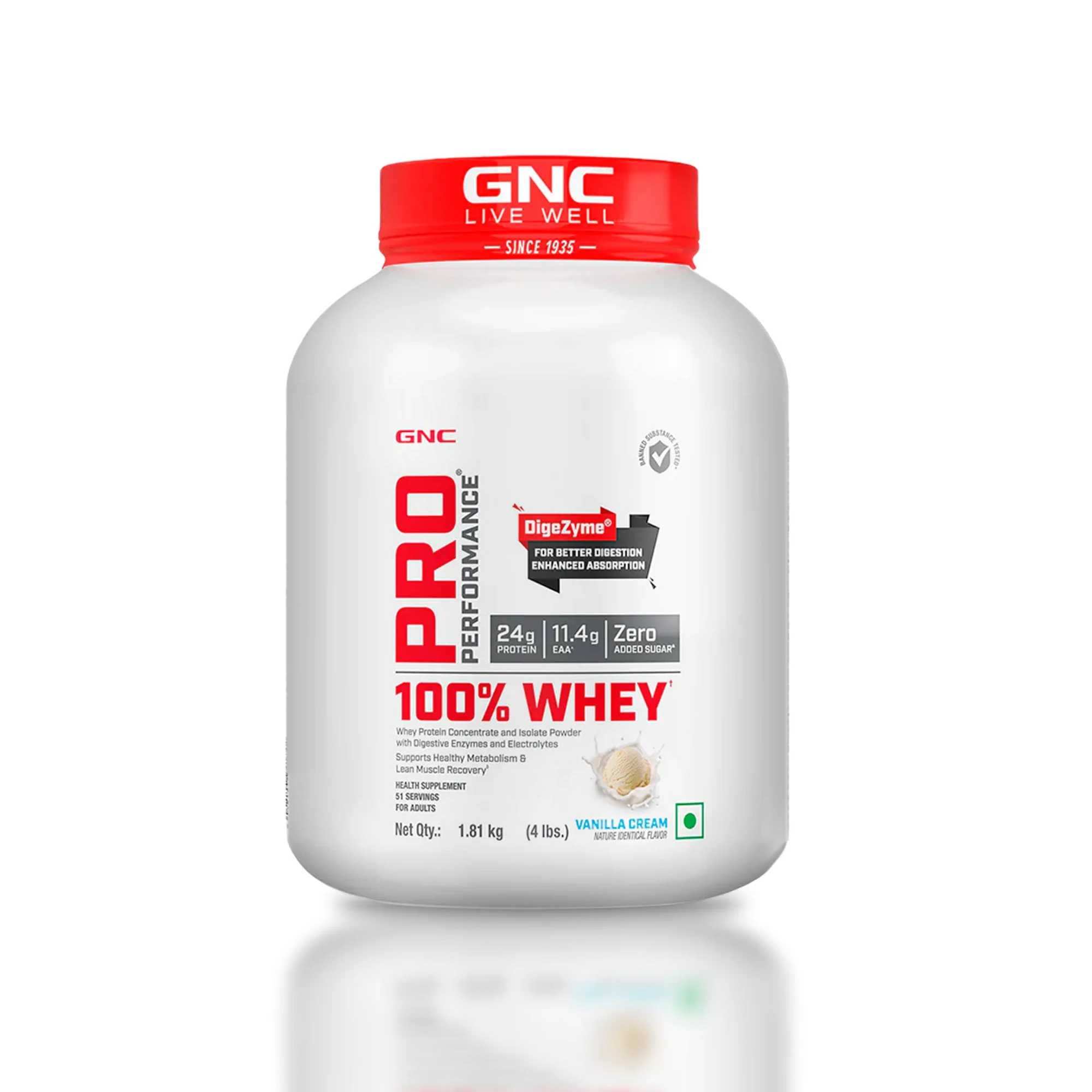 GNC Pro Performance 100% Whey Protein Powder & Steel Shaker (Vanilla Cream, 4 lbs with Shaker) - Image 2