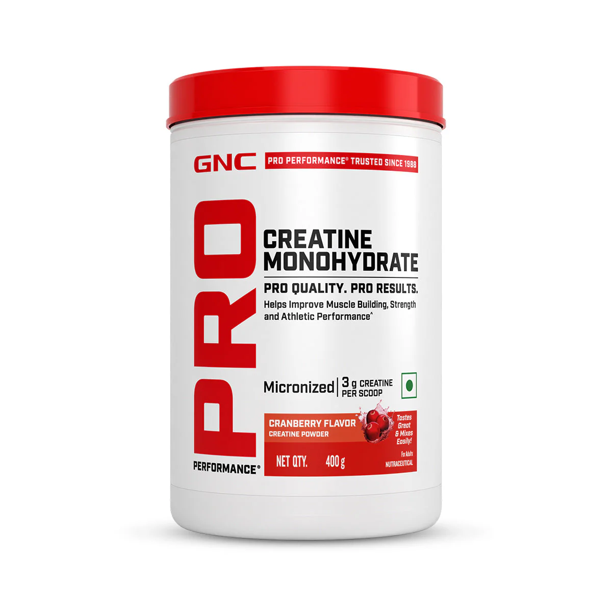 GNC Pro Performance Creatine Monohydrate | 400 gm | Boosts Athletic Performance | Micronized & Instantized | Fuels Muscles | Provides Energy Support for Heavy Workout | Cranberry - Image 9