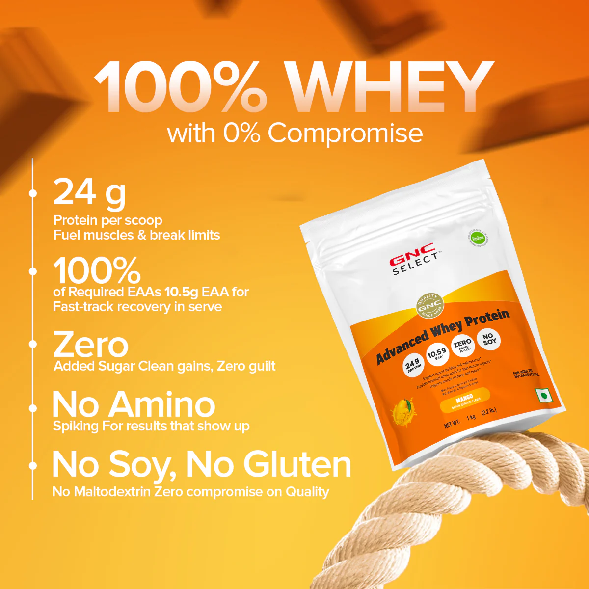GNC SELECT ADVANCED WHEY MANGO 1KG - Image 2