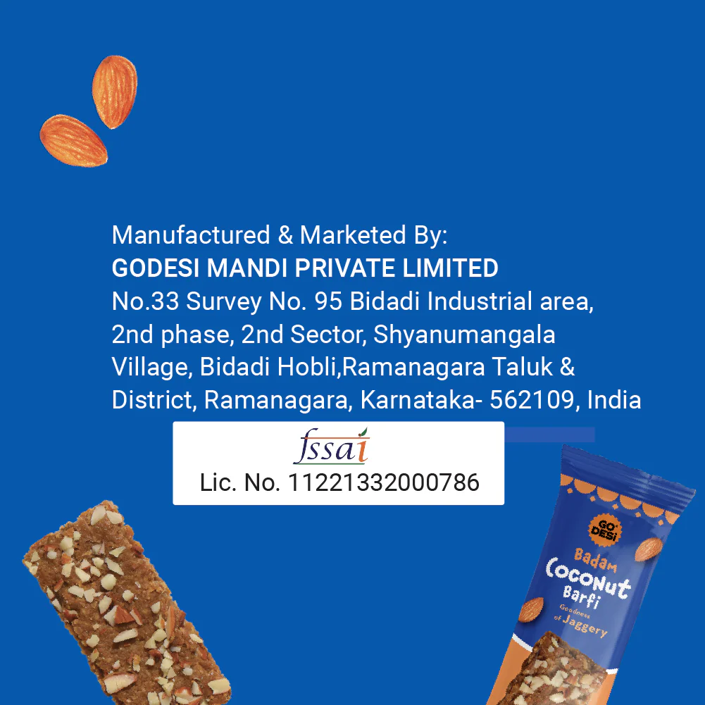 GO DESi - Badam Coconut Barfi | Dry Fruits Sweet | Almond Nuts Bar | Indian Mithai | Sweets Gift Pack | No Added Sugar | Pack of 8 | 12 grams each - Image 9