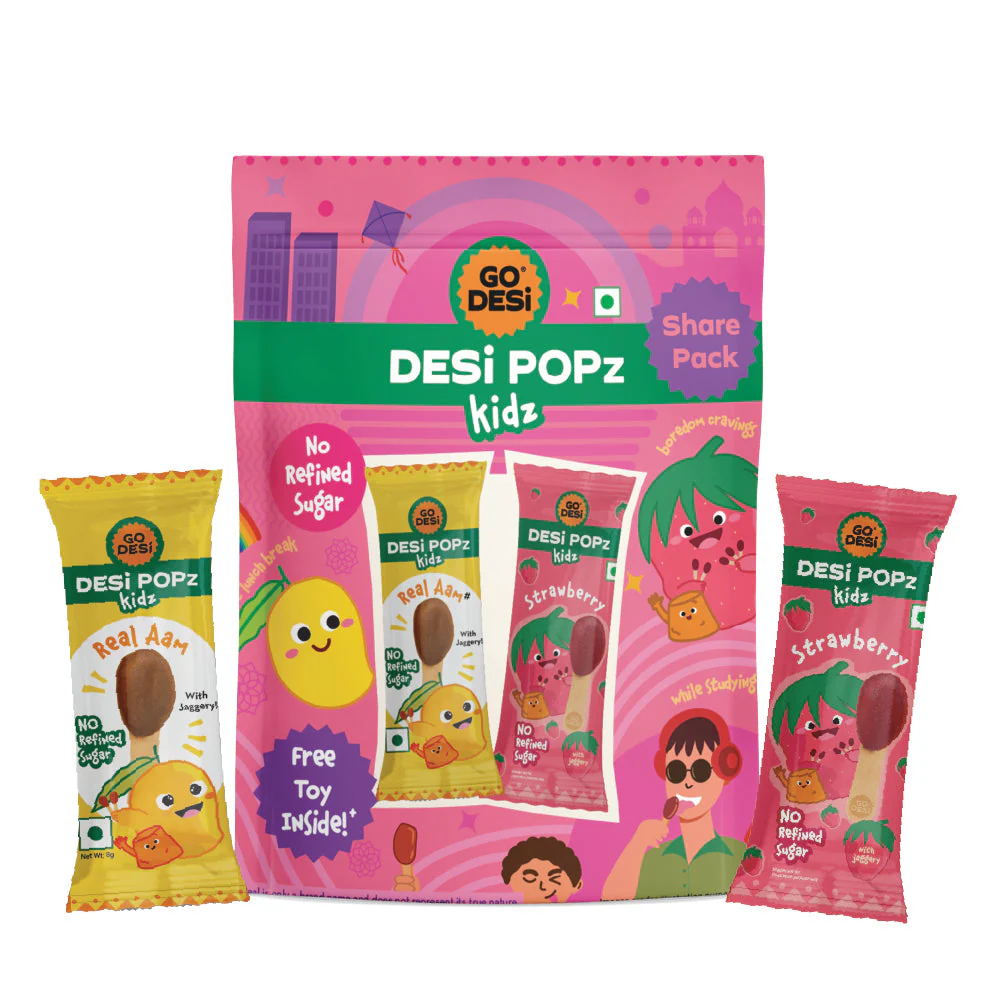 GO DESi Popz - Kids Popz | Strawberry and Real Aam Popz | Strawberry Toffee | Lollipop | Digestive Candy | Indian Snacks | 8 Pieces - Image 26