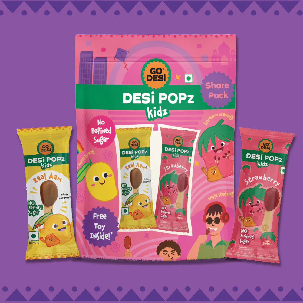 GO DESi Popz - Kids Popz | Strawberry and Real Aam Popz | Strawberry Toffee | Lollipop | Digestive Candy | Indian Snacks | 8 Pieces - Image 6