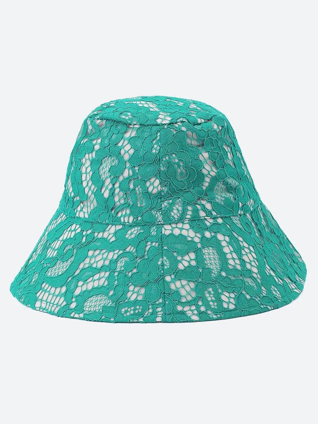 Godly Green Lace Fabric Women Bucket Hat For Summer Fun - Image 2