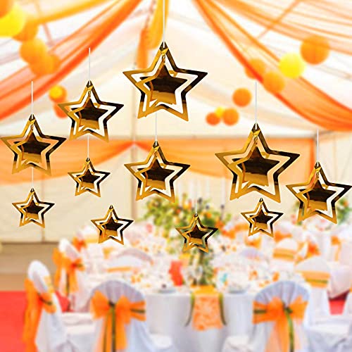 Gold 3D Star Shape Hanging Party Decoration Kit (Pack of 11) - Image 2