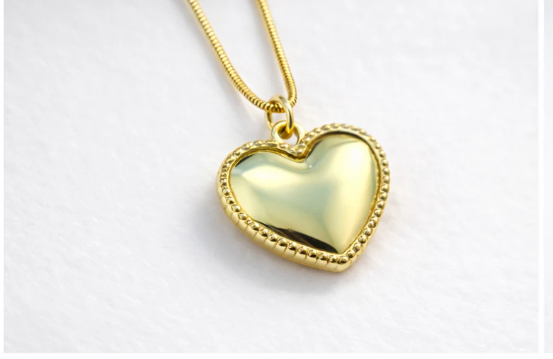 Gold Beaded Heart Pendant Necklace - Image 2
