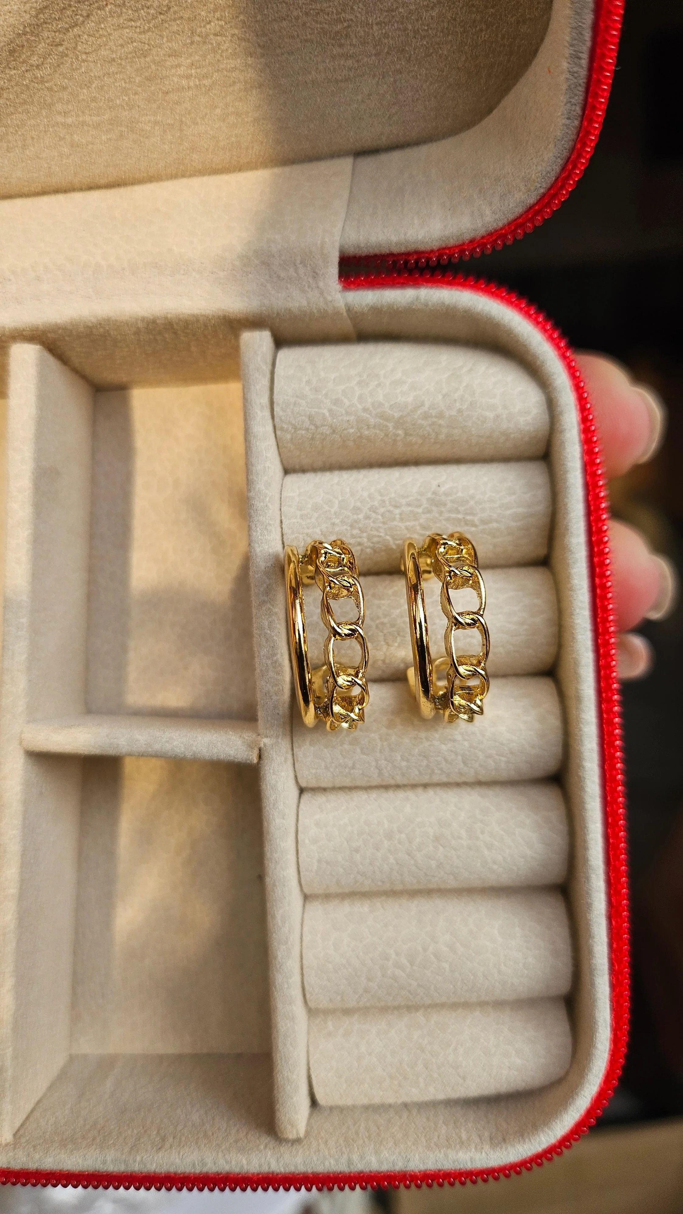 Gold Chain Link Hoop Earrings - Image 3