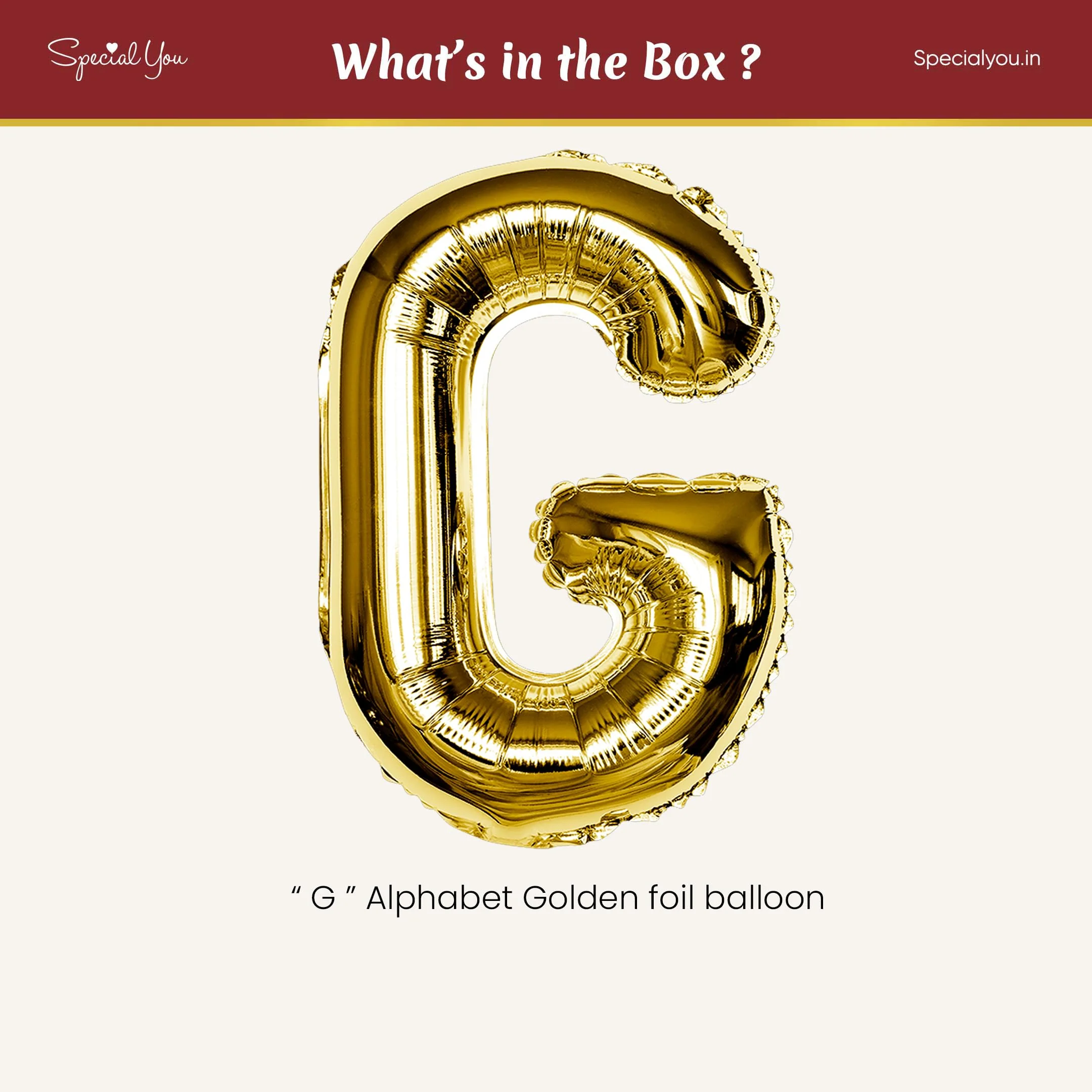 Gold G Letter Foil Balloon - Image 3