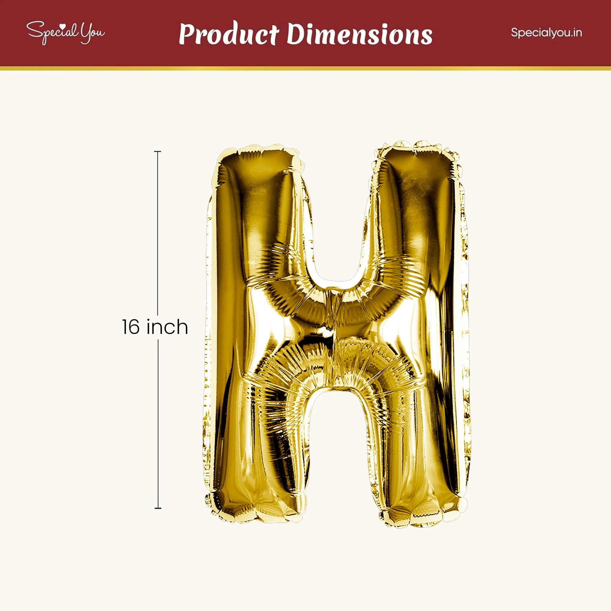 Gold H Letter Foil Balloon - Image 5