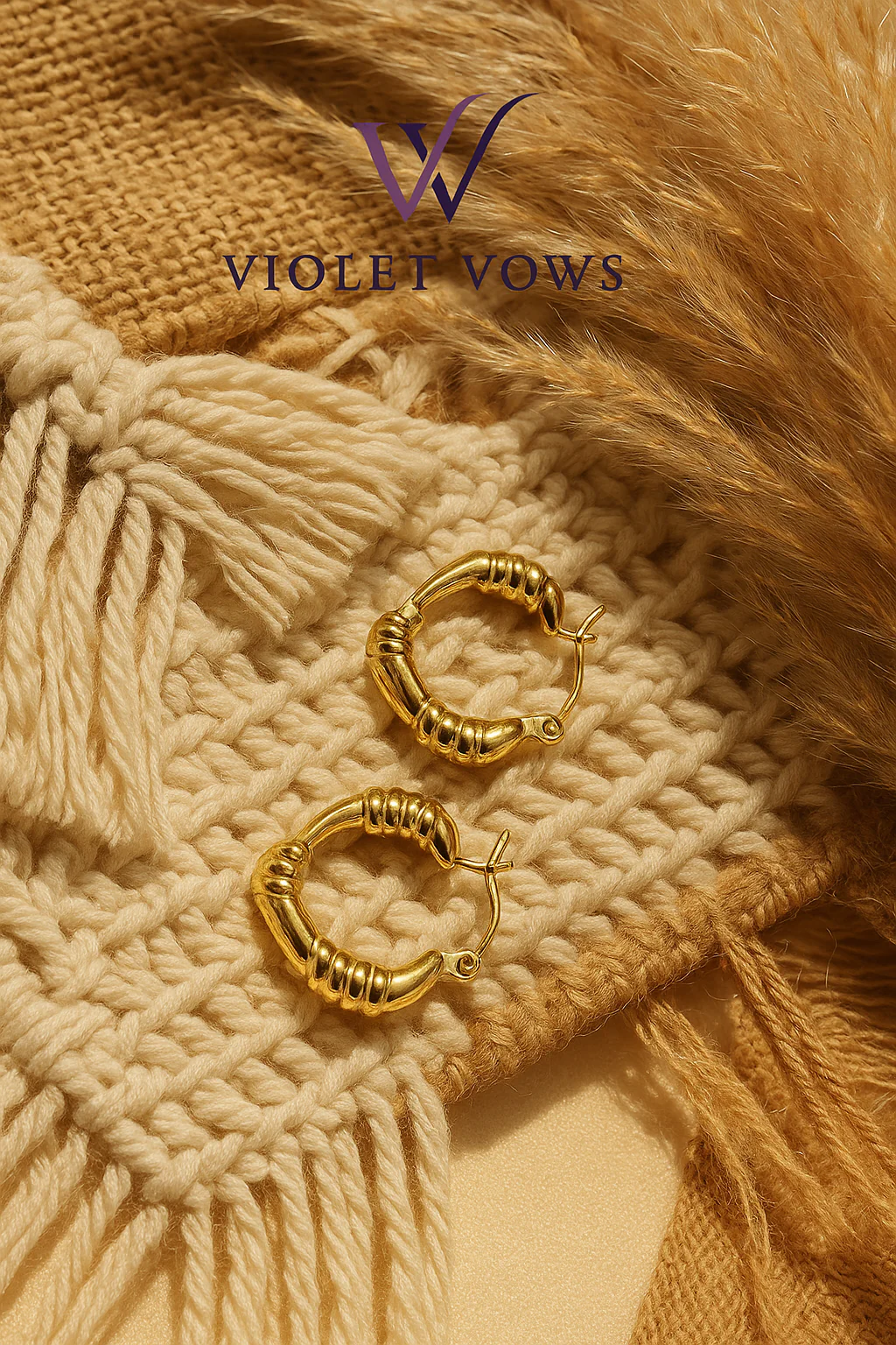 Gold Heart Bamboo Hoops - Image 2
