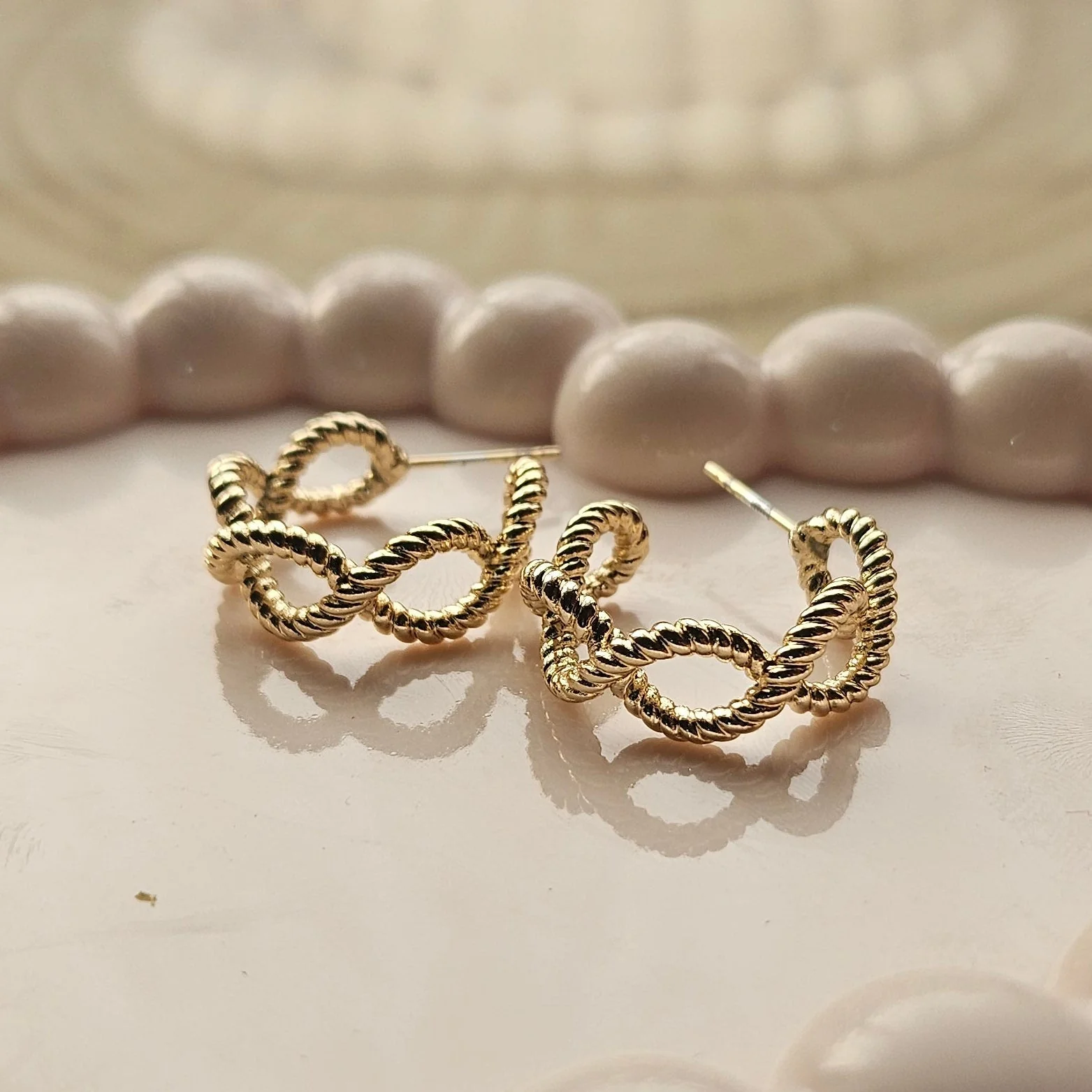 Gold Interlinked Hoop Earrings - Image 2