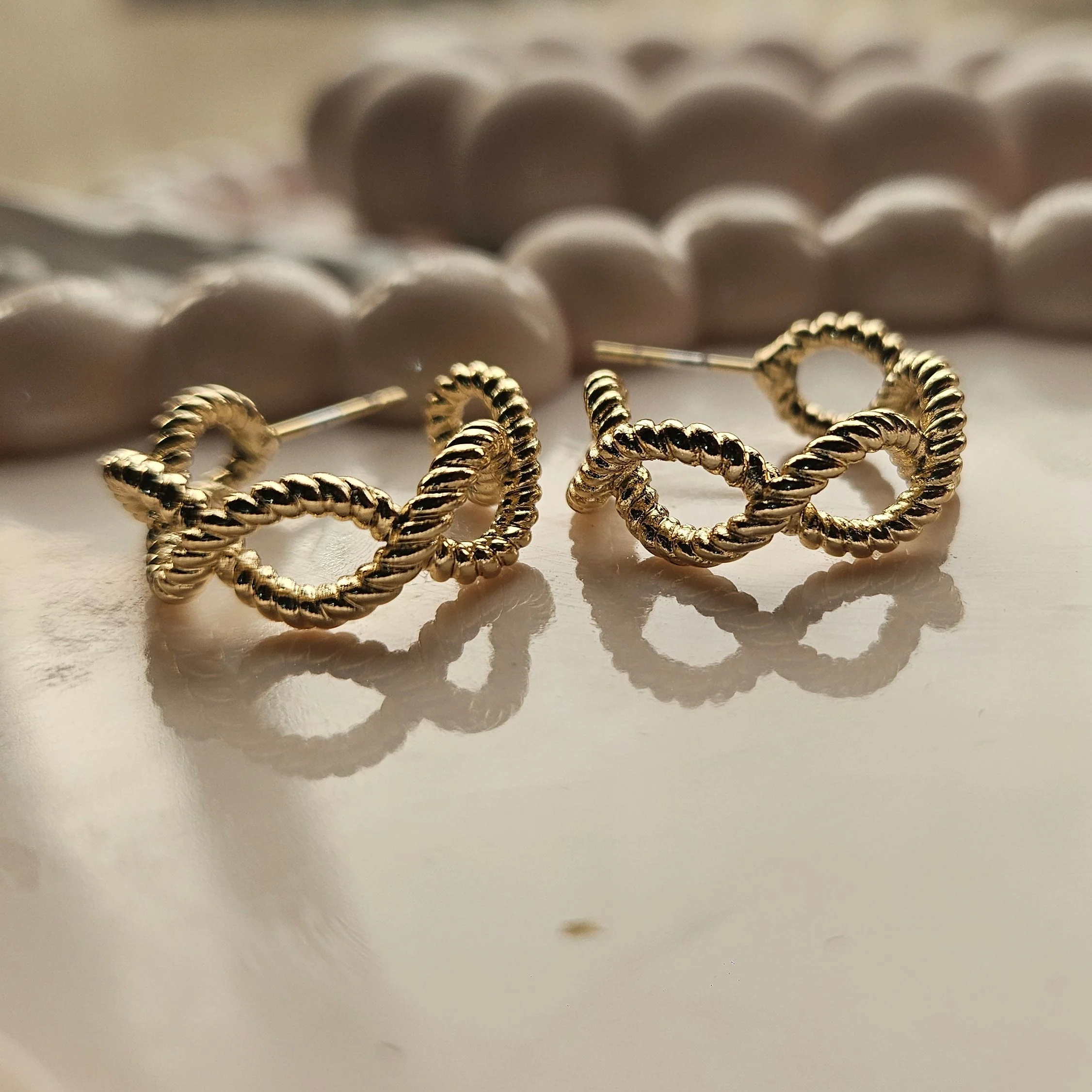 Gold Interlinked Hoop Earrings - Image 3
