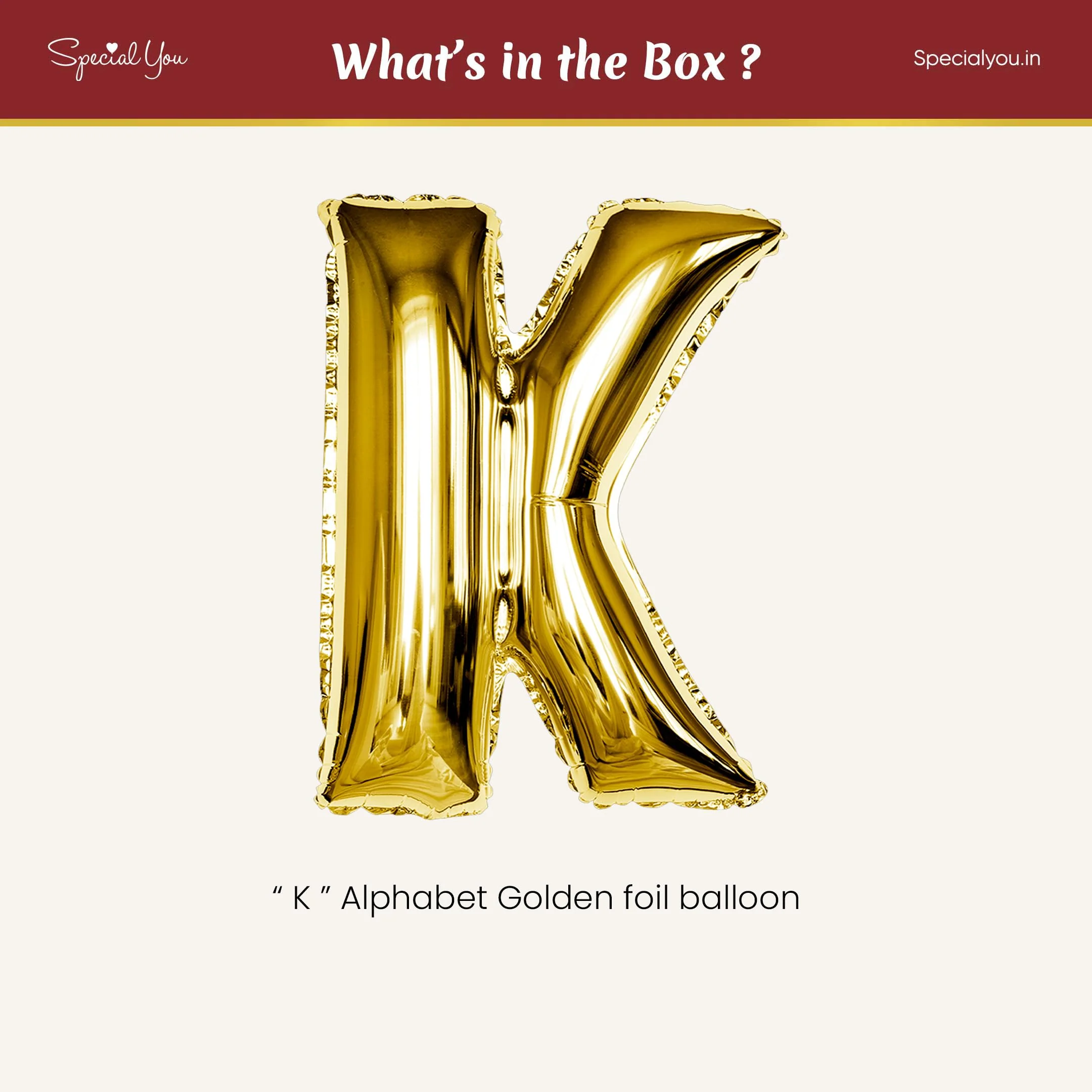 Gold K Letter Foil Balloon - Image 3