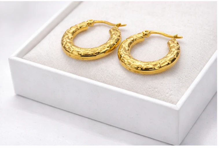 Gold Mini Hammered Hoop Earrings - Image 2