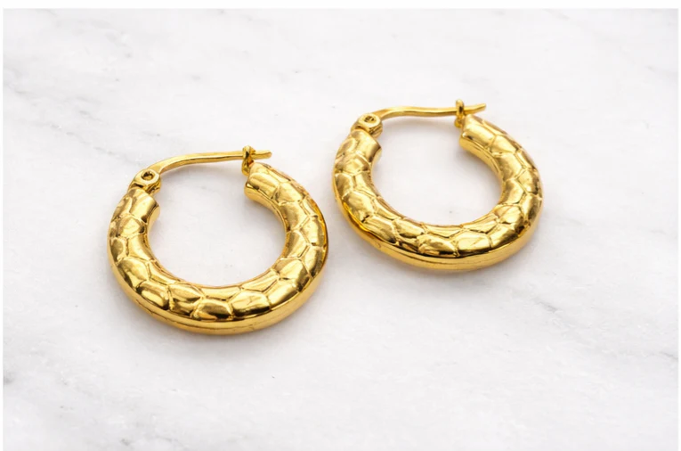 Gold Mini Hammered Hoop Earrings - Image 4