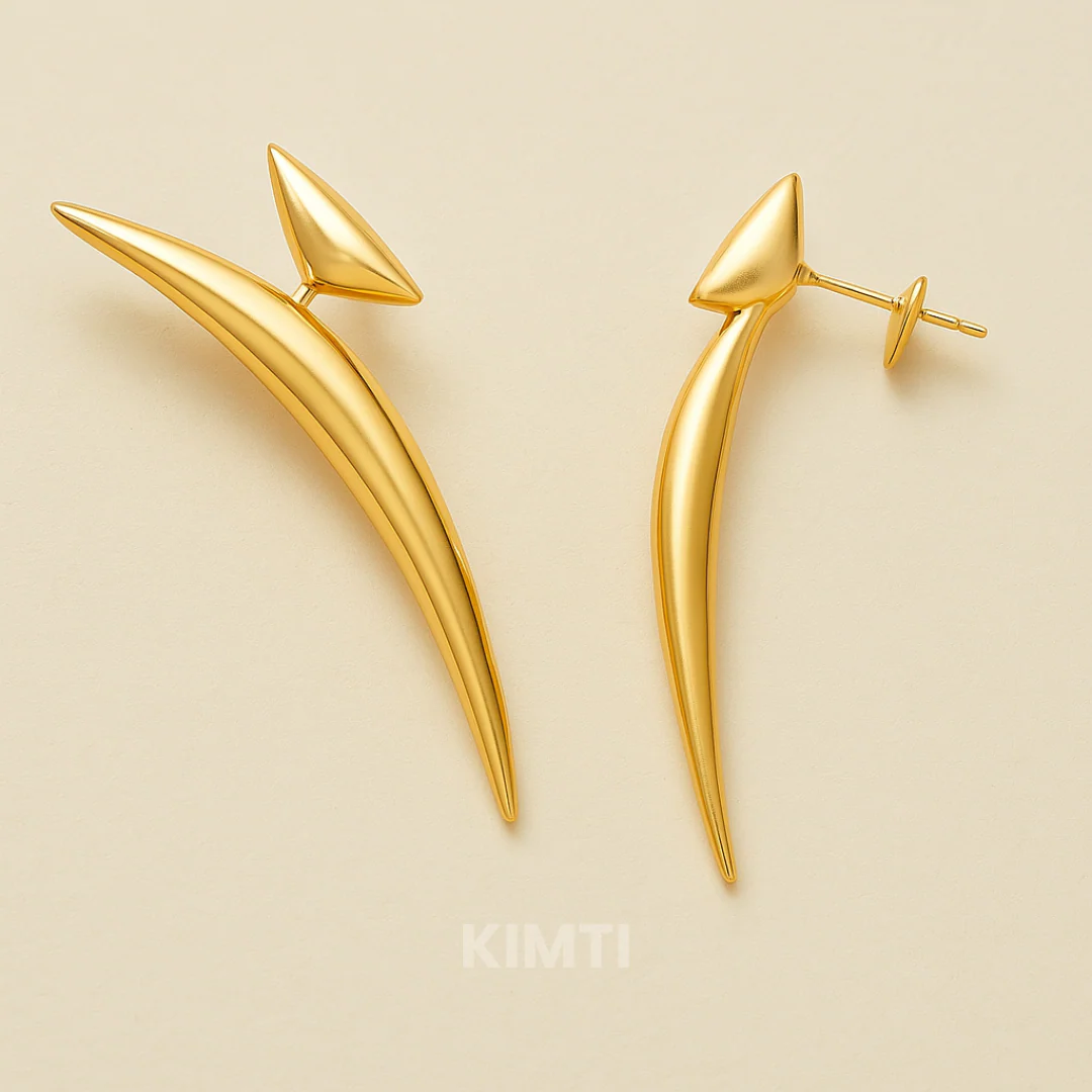 Gold Moon Stud Earrings
