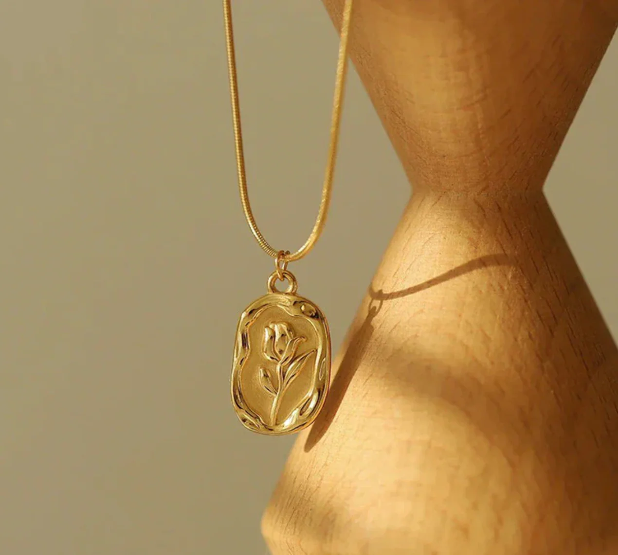 Gold Plated Anti Tarnish Rose Themed Pendant - Image 8
