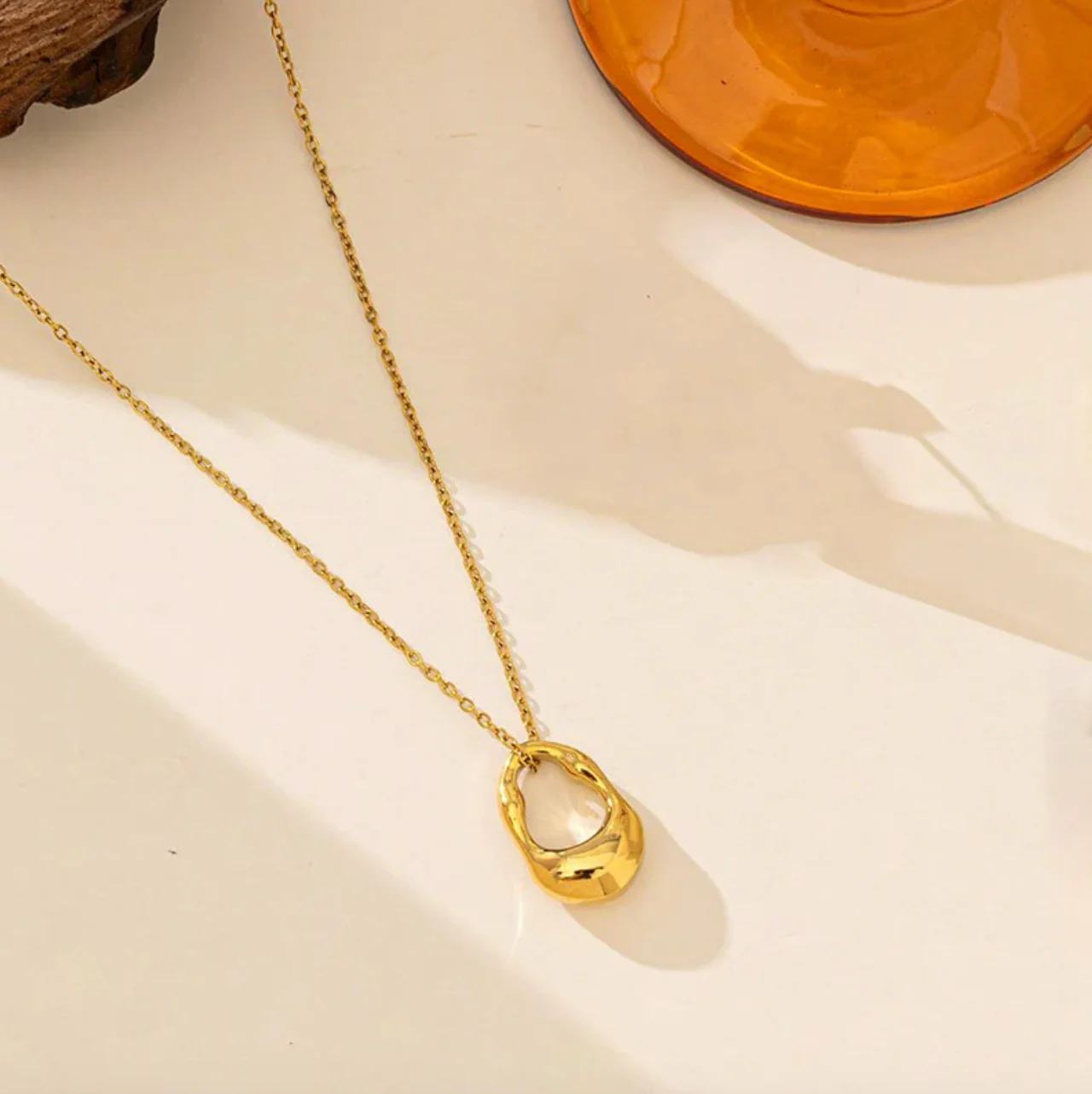 Gold Plated Anti Tarnish Stainless Steel Contemporary Pendant - Image 2