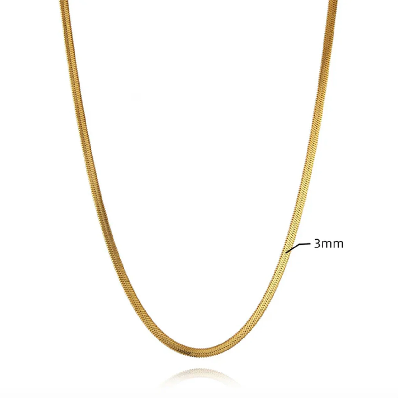 Gold Plated Anti Tarnish Stainless Steel Flat Snake Chain Necklace - Image 6