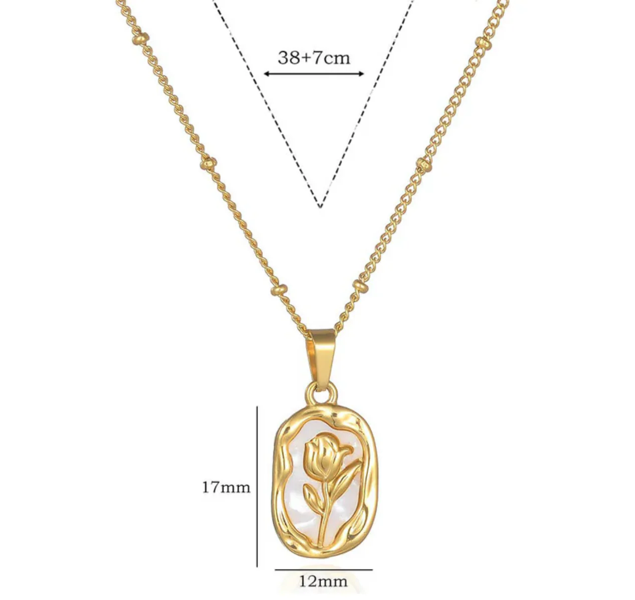 Gold Plated Anti Tarnish White Rose Themed Pendant - Image 6