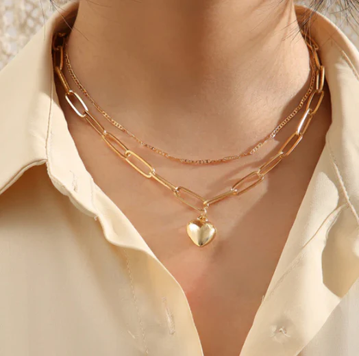 Gold Plated Hearts inspired Layered Necklace For Women - Image 2