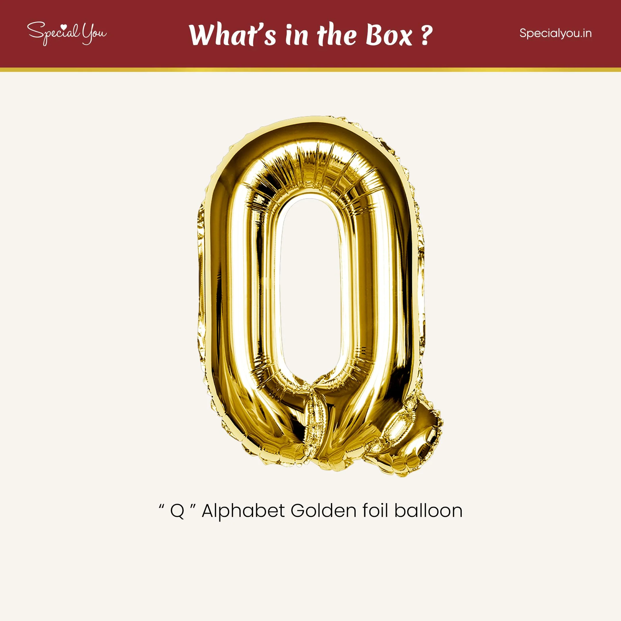Gold Q Letter Foil Balloon - Image 3