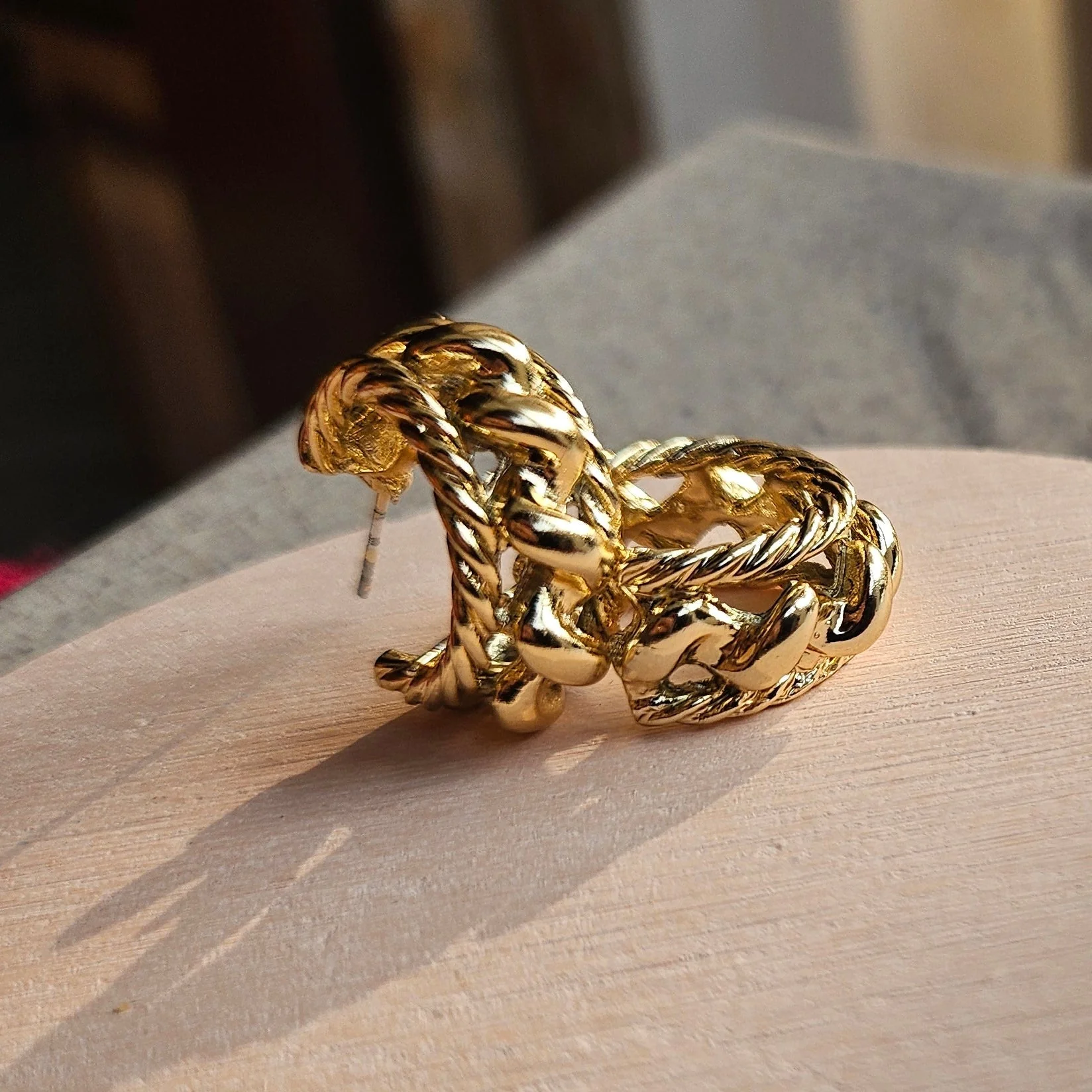 Gold Rope Hoop Earrings - Image 3
