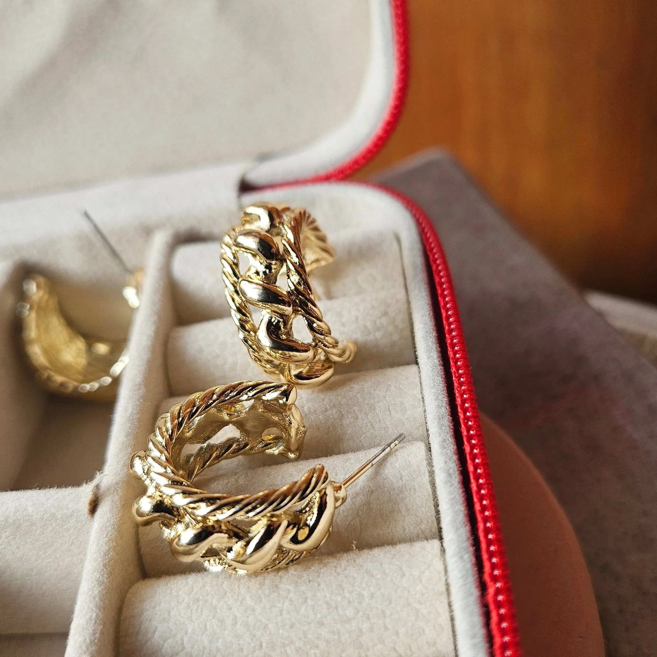 Gold Rope Hoop Earrings - Image 4