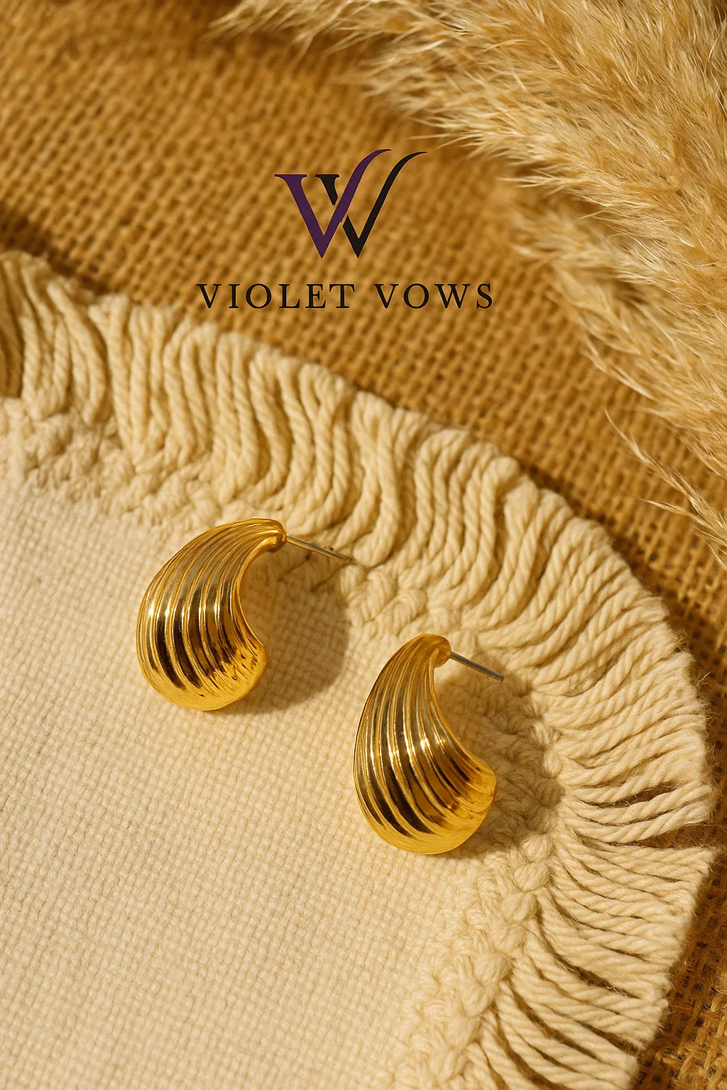 Gold Teardrop Stud Earrings