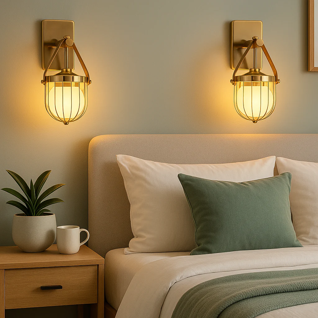 Gold-Toned Antique Finished Armed Cage Wall light - Image 3