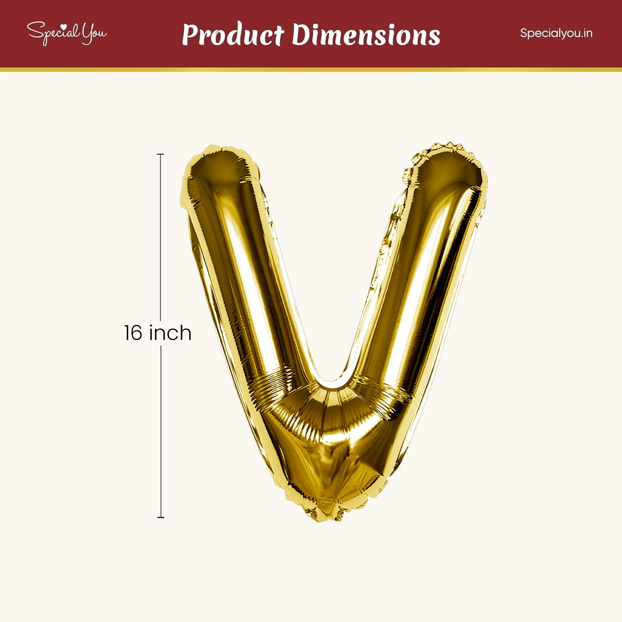 Gold V Letter Foil Balloon - Image 4