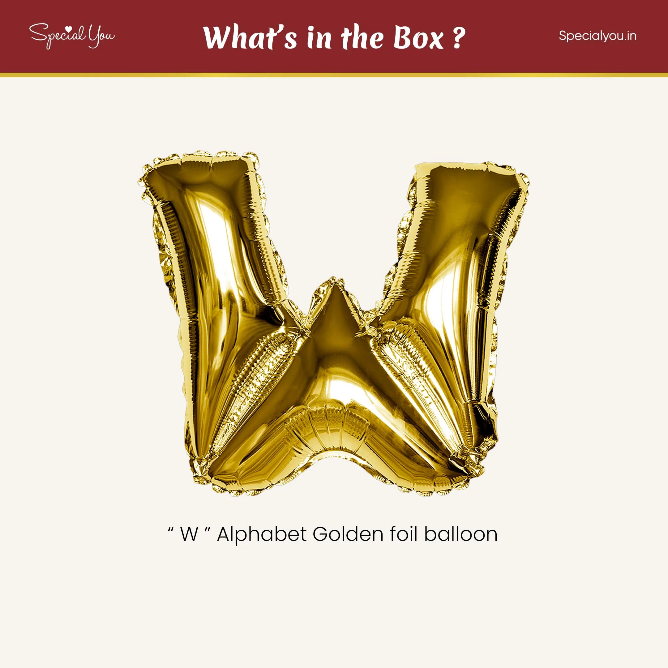 Gold w Letter Foil Balloon - Image 3