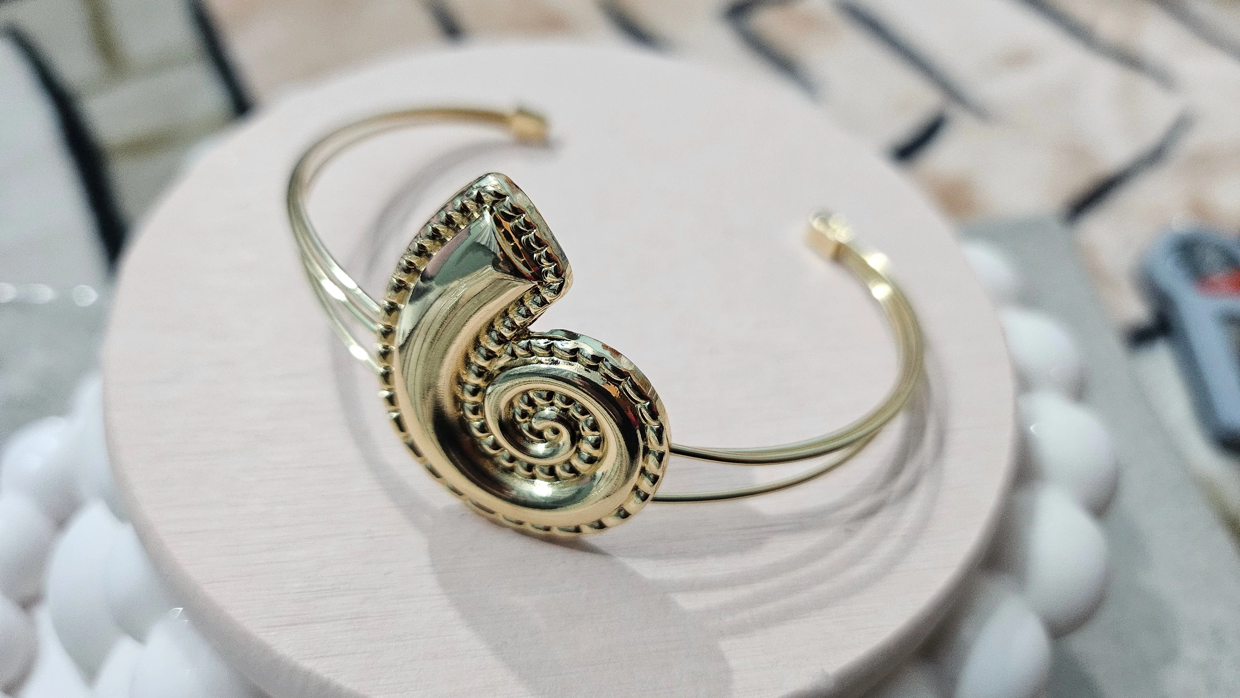 Golden Aura Spiral Cuff Bracelet | Violet Vows - Image 4