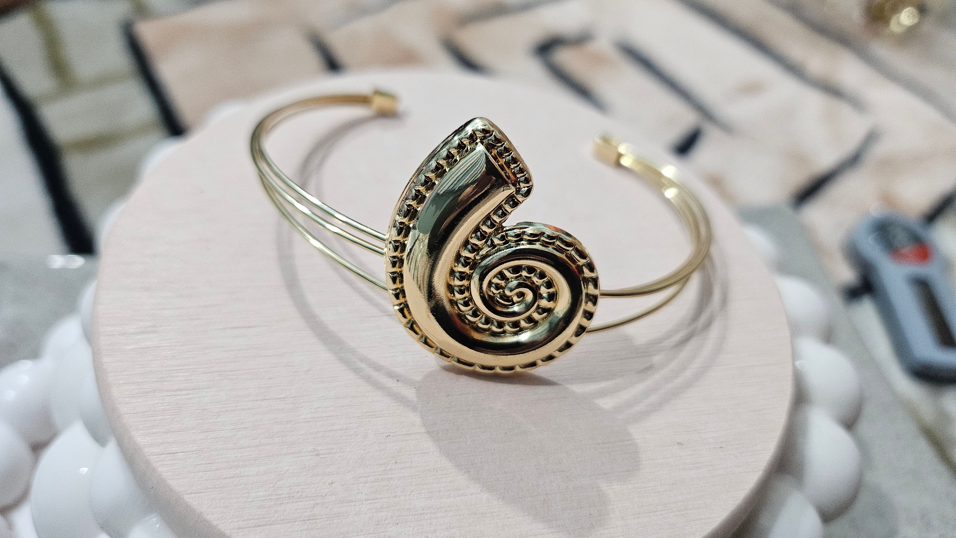 Golden Aura Spiral Cuff Bracelet | Violet Vows - Image 5