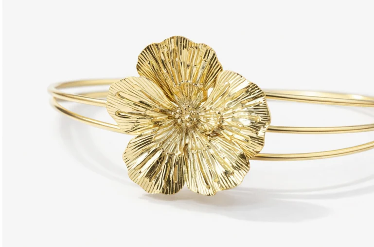 Golden Bloom Floral Cuff Bracelet | Violet Vows - Image 4