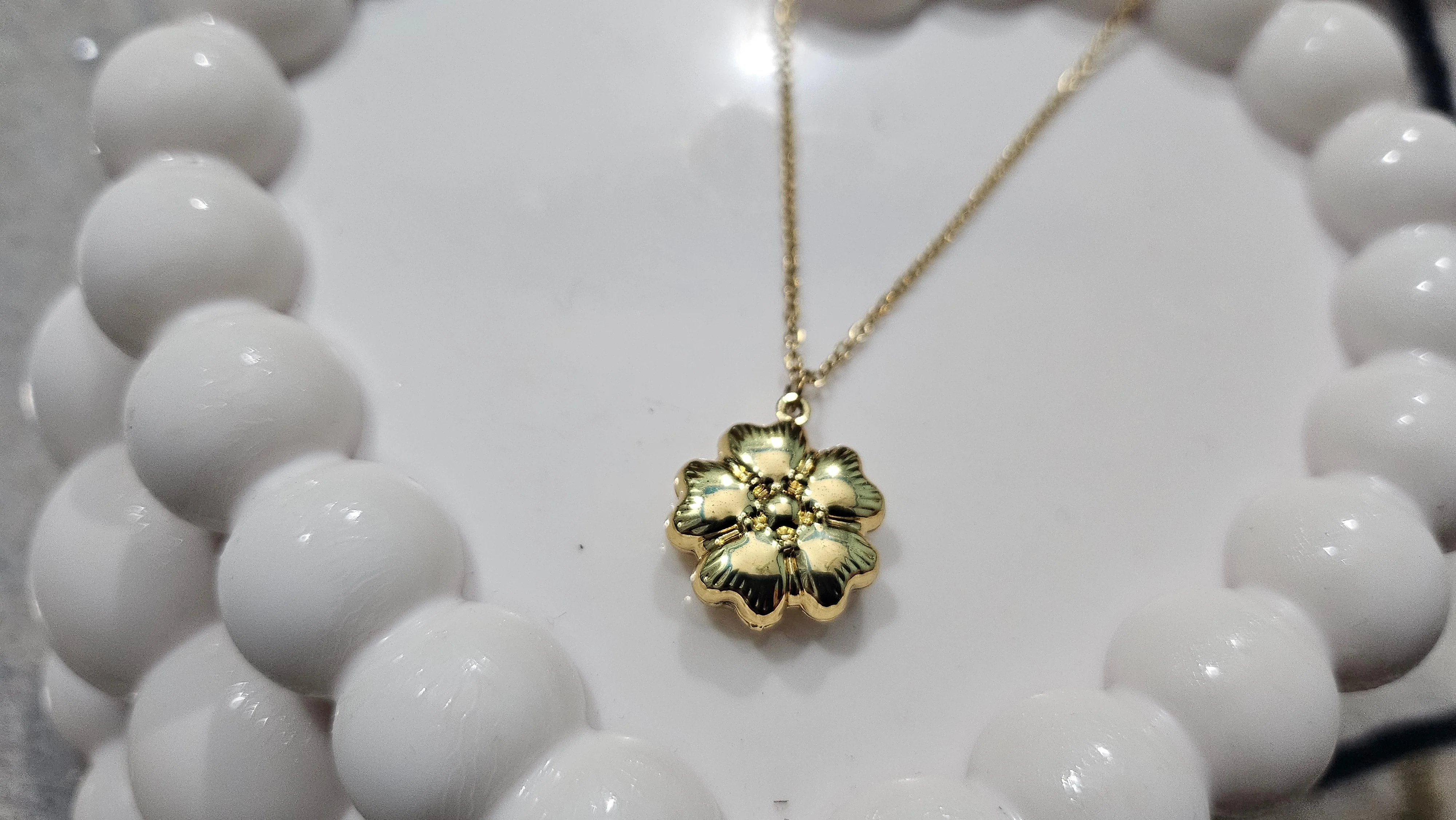 Golden Bloom Floral Pendant Necklace | Violet Vows - Image 5