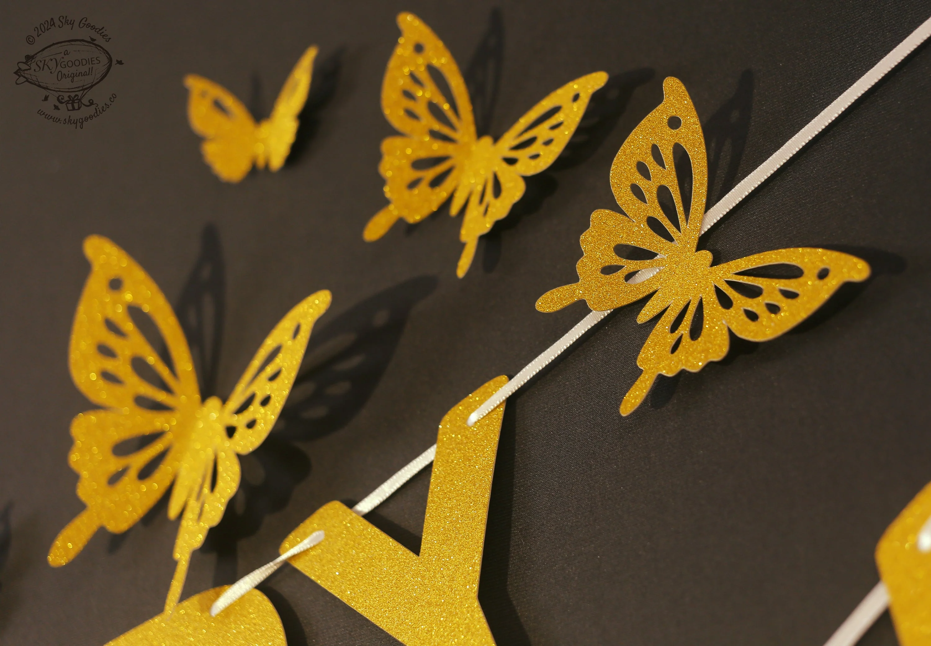 Golden Butterflies and Happy Birthday Paper Party Decor - Image 6