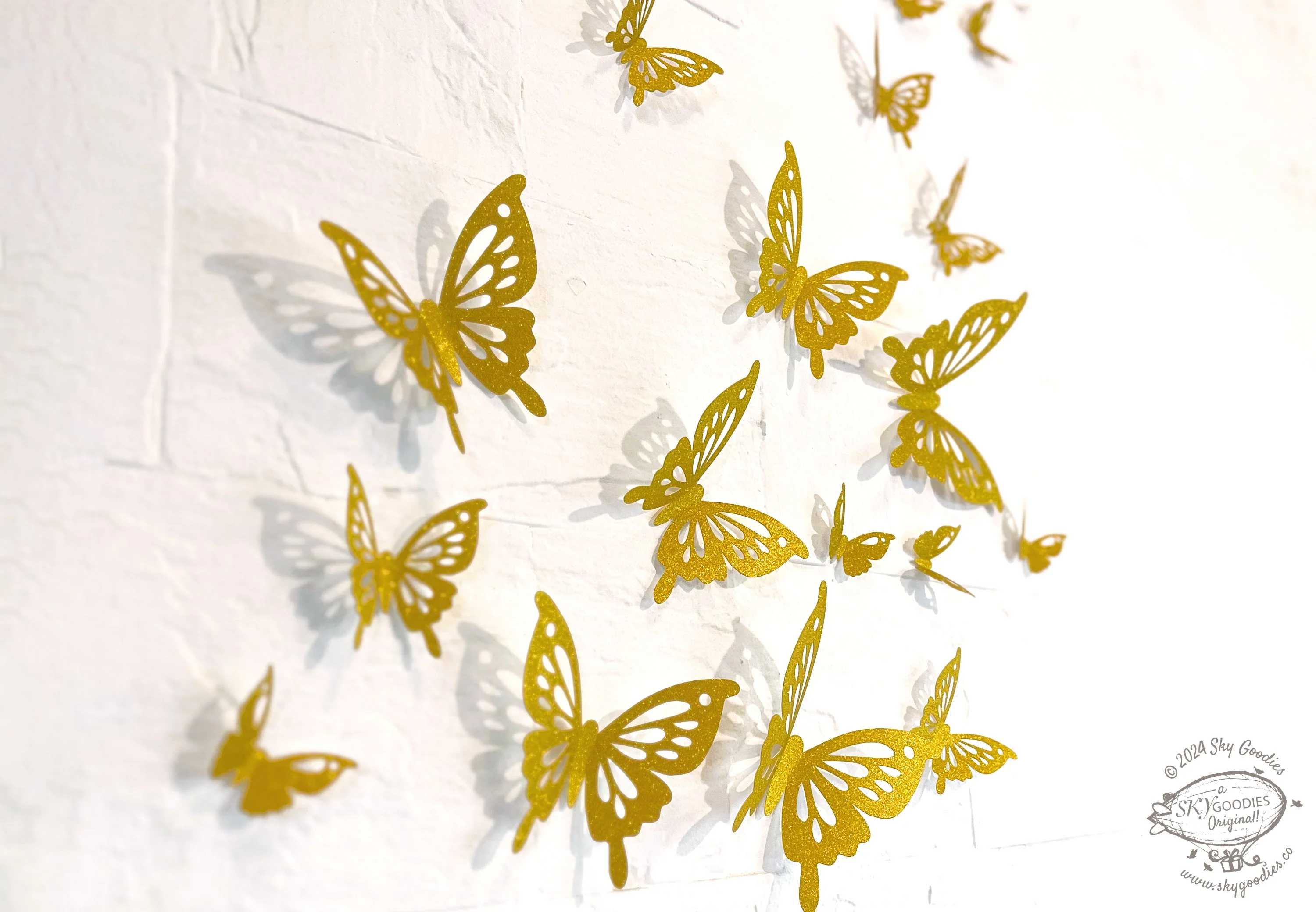 Golden Butterflies Paper Wall Decor - Image 2