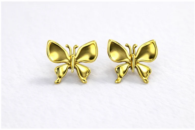 Golden Butterfly Stud Earrings - Image 5
